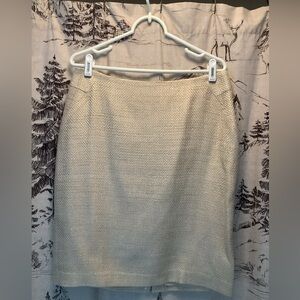 Ann Taylor Elegant Cream and Gold Textured Skirt